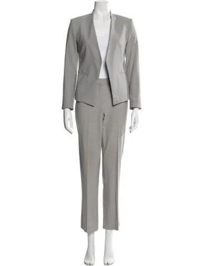 Pre-owned Theory Tweed Pattern Pantsuit In Grey