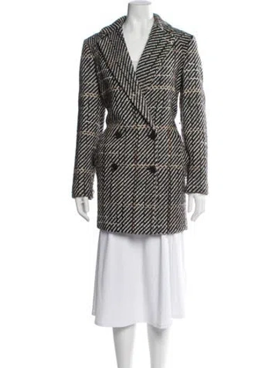Pre-owned Theory Tweed Pattern Peacoat In Black