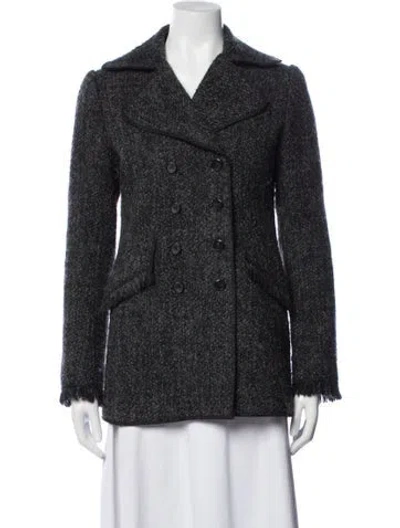 Pre-owned Theory Tweed Pattern Peacoat In Grey