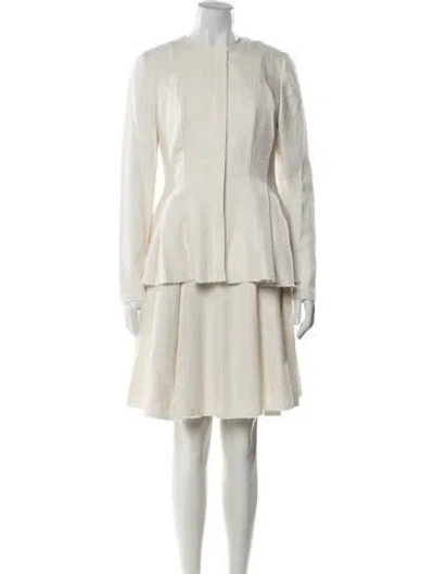 Pre-owned Theory Tweed Pattern Raw-edge Trim Dress Set In Neutral