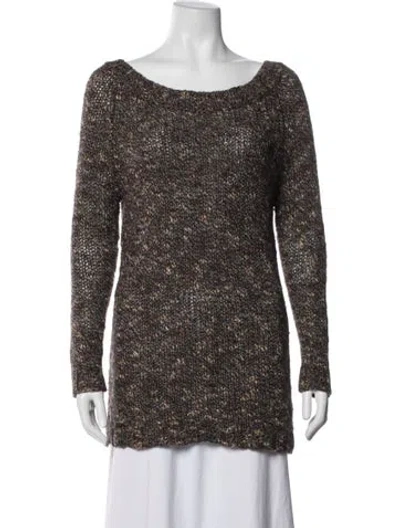 Pre-owned Theory Tweed Pattern Scoop Neck Sweater In Black