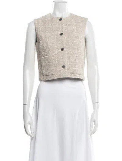 Pre-owned Theory Tweed Pattern Vest W/ Tags In Brown