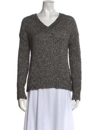 Pre-owned Theory Tweed Pattern V-neck Sweater In Gray