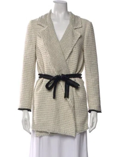 Pre-owned Theory Tweed Pattern V-neck Sweater In Neutral