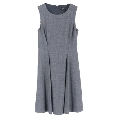 Theory Tweed Sleeveless Mini Flared Dress In Grey Wool In Transparent