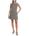 Theory Tweed Square-neck Wool Mini Dress In Neutral