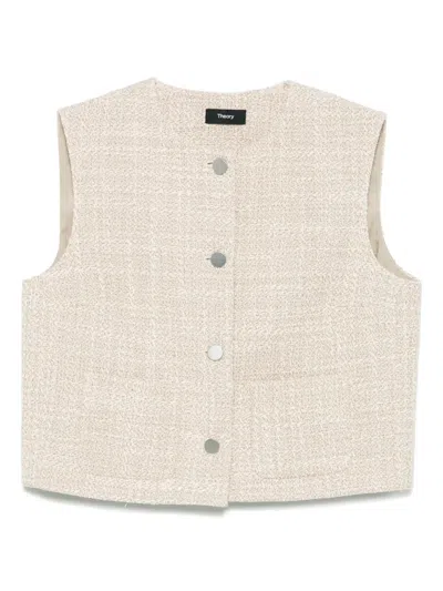Theory Strukturierte Tweed-weste In Taupe Multi