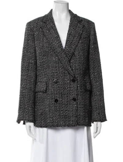 Pre-owned Theory Tweed Tweed Pattern Blazer In Black