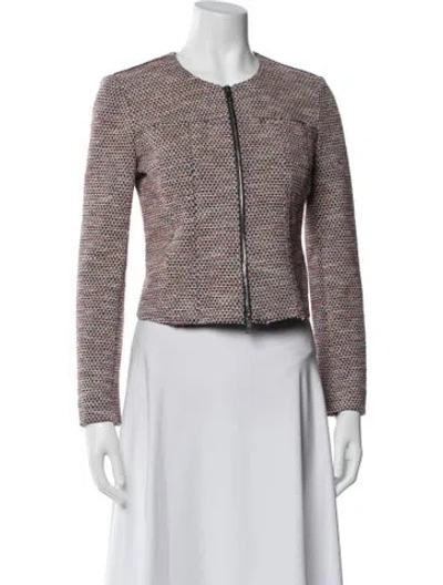 Pre-owned Theory Tweed Tweed Pattern Jacket In Red