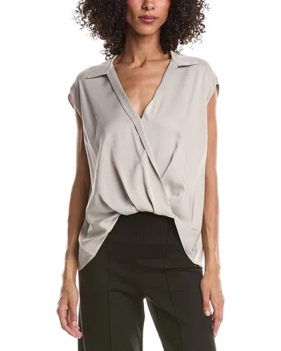 Theory Twist Blouse In Gray