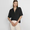 Theory Twist Blouse In Stretch Silk In Black