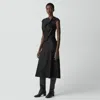 Theory Twist Bodice Dress In Satin In Black