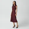 Theory Twist Bodice Dress In Satin In Burgundy