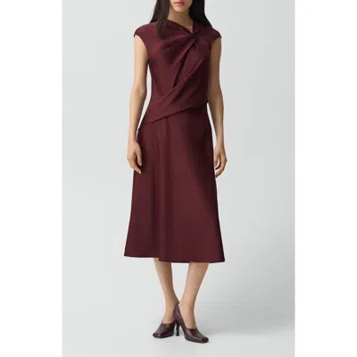THEORY THEORY TWIST BODICE SATIN MIDI DRESS