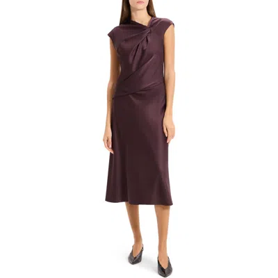 Theory Twist Bodice Dress In Brown