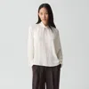 Theory Twist Collar Blouse In Silk Georgette In White