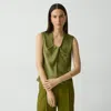Theory Twist Neck Blouse In Crushed Satin