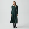 Theory Twist Neck Midi Dress In Crepe Jersey In Green