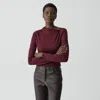 Theory Twist Neck Top In Cotton Jersey In Burgundy