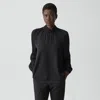 Theory Twist Neck Top In Silk Georgette In Black