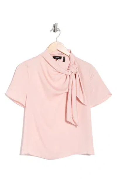 Theory Twist Scarf Silk Top In Pink
