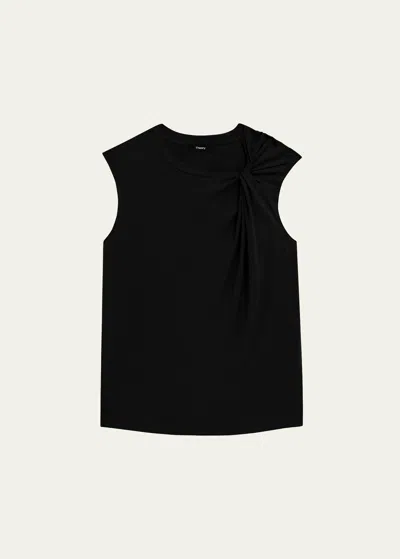 Theory Twisted Apex Pure Tank Top In Black