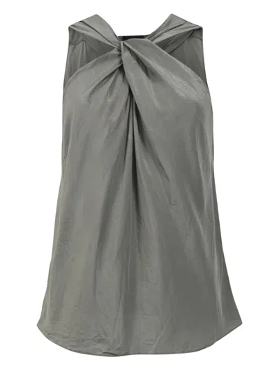 Pre-owned Theory Twisted Halterneck Top In Gray