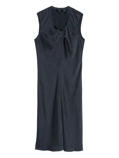Theory Twisted Sleeveless Dress In Blue