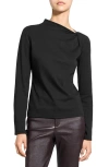 Theory Twist Neck Top In Cotton Jersey In Black