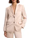 Theory Crushed Satin Two-button Blazer In Soft Gold