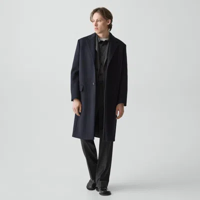 Theory Two-button Coat In Plush Melton In Blue