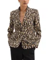Theory Two Button Leopard Print Blazer In Beige Multi