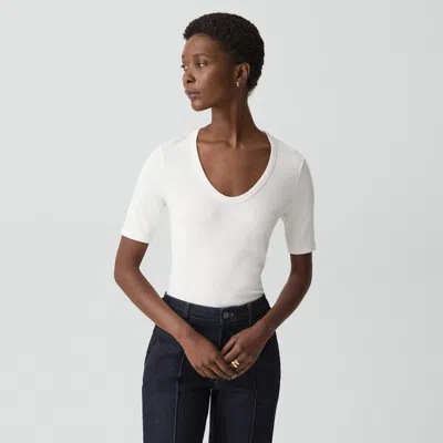 Theory U-neck Tee In Stretch Rib In White