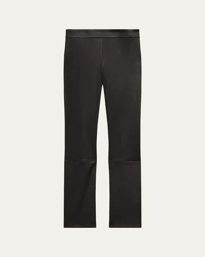 Theory Urban Leather Slim Kick Pants In Hickory
