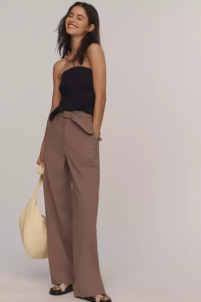 Theory Utility Wide-leg Pants In Brown