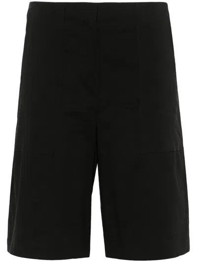 Theory Linen-blend Crepe Shorts In Schwarz