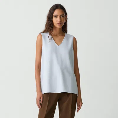 Theory V-neck Blouse In Admiral Crepe In Pearl Blue