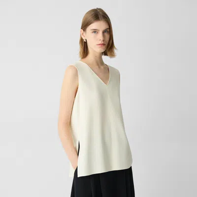 Theory V-neck Blouse In Admiral Crepe In Rice