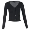 Theory V-neck Buttoned Cardigan In Black Wool In Black