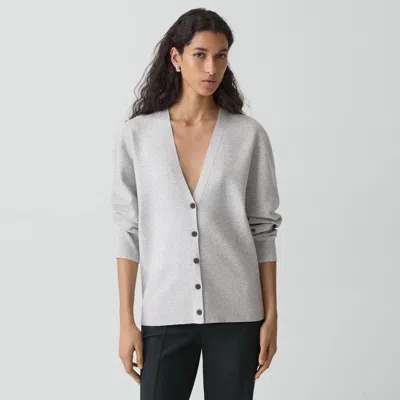Theory V-neck Cardigan In Light Bilen In Gray