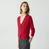 Theory V-neck Cardigan In Regal Wool In Red