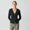 Theory V-neck Cardigan In Regal Wool In Black