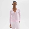 Theory V-neck Cardigan In Regal Wool In Pink