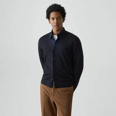 Theory V-neck Cardigan In Regal Wool In Blue