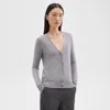 Theory V-neck Cardigan In Regal Wool In Cool Heather Grey