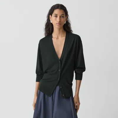 Theory V-neck Cardigan In Regal Wool In Green