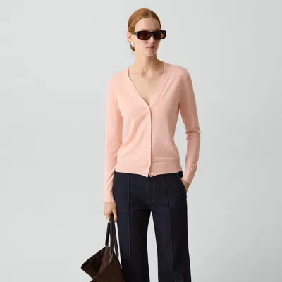 Theory V-neck Cardigan In Regal Wool In Pink