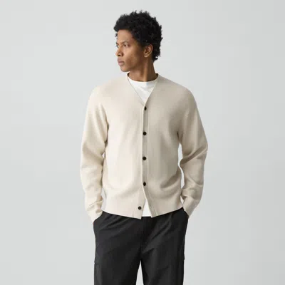 Theory V-neck Cardigan In Wool Bilen In Neutral