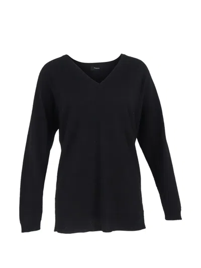 Pre-owned Theory V-neck Cashmere Sweater In Black