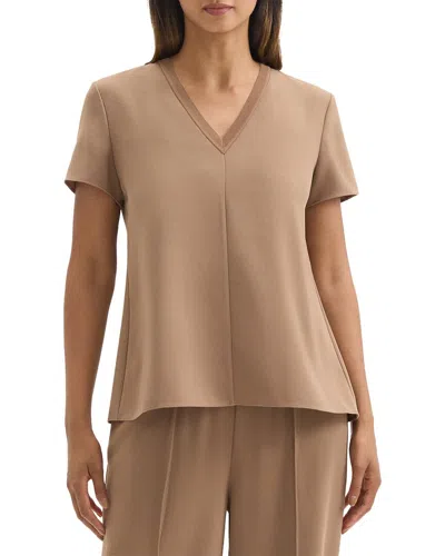 Theory V-neck Combo Top In Brown